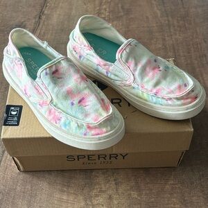 Sperry Girls Salty Washable Tie Dye Slip On Shoes Size 2